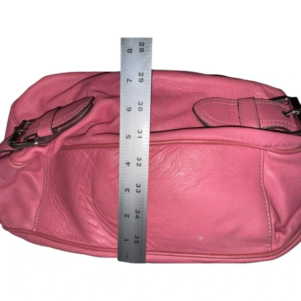 VTG Y2K Franco‎ Sarto pink  100% Genuine Leather Shoulder hobo bag buckle accent